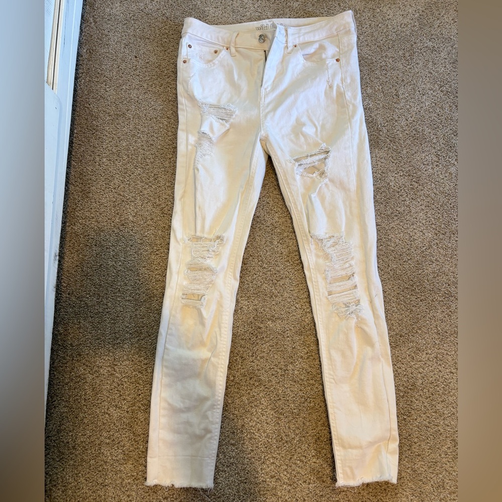 Wild Fable High Rise Skinny Women's Distressed White Jeans, 6